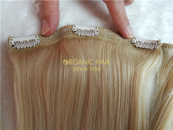 Human hair clip in extensions #60color double drawn X11